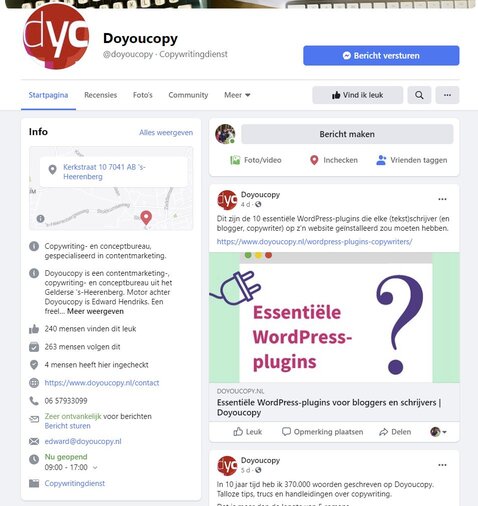 Facebook pagina DoYouCopy Internet Marketing specialist