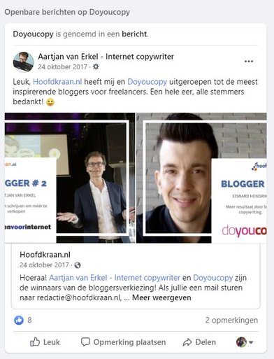Aartjan van Erkel en Doyoucopy winnen bloggersverkiezing